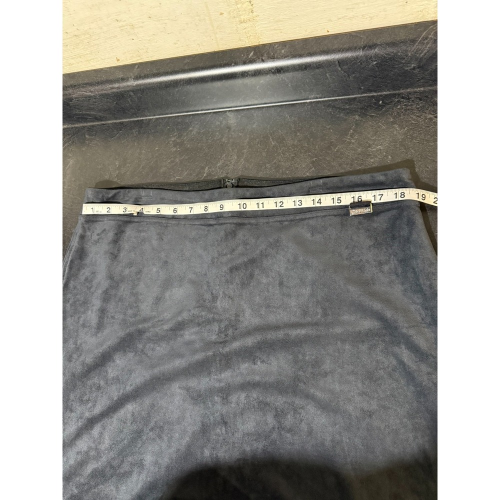 Calvin Klein Faux Suede Long Pencil Skirt Gray Career Office Corpcore Midi Sz XL - Picture 7 of 7
